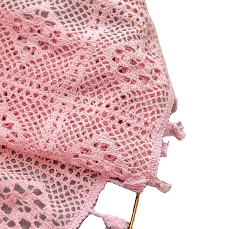 

Colorful cotton crochet decorative curtains. Green crochet craft blackout curtains. Pink Lace Hollow Lace Curtain