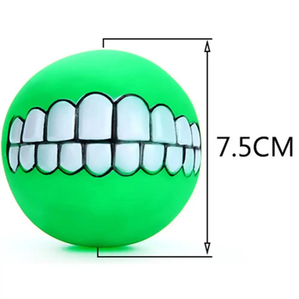 

Funny Pets Dog Puppy Cat Ball Teeth Toy Rubber Chew Sound Dogs Play Fetching Squeak Toys Pet Supplies dogs toys pets