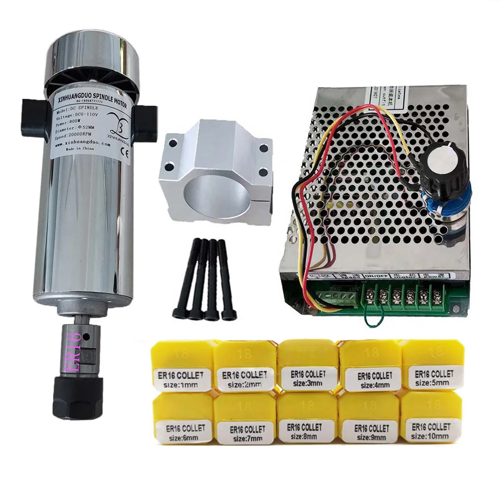 С воздушным охлаждением 0.8kw DC110V 20000 ОБ/мин ЧПУ spindleMotor комплект ER16/патрон 800 Вт