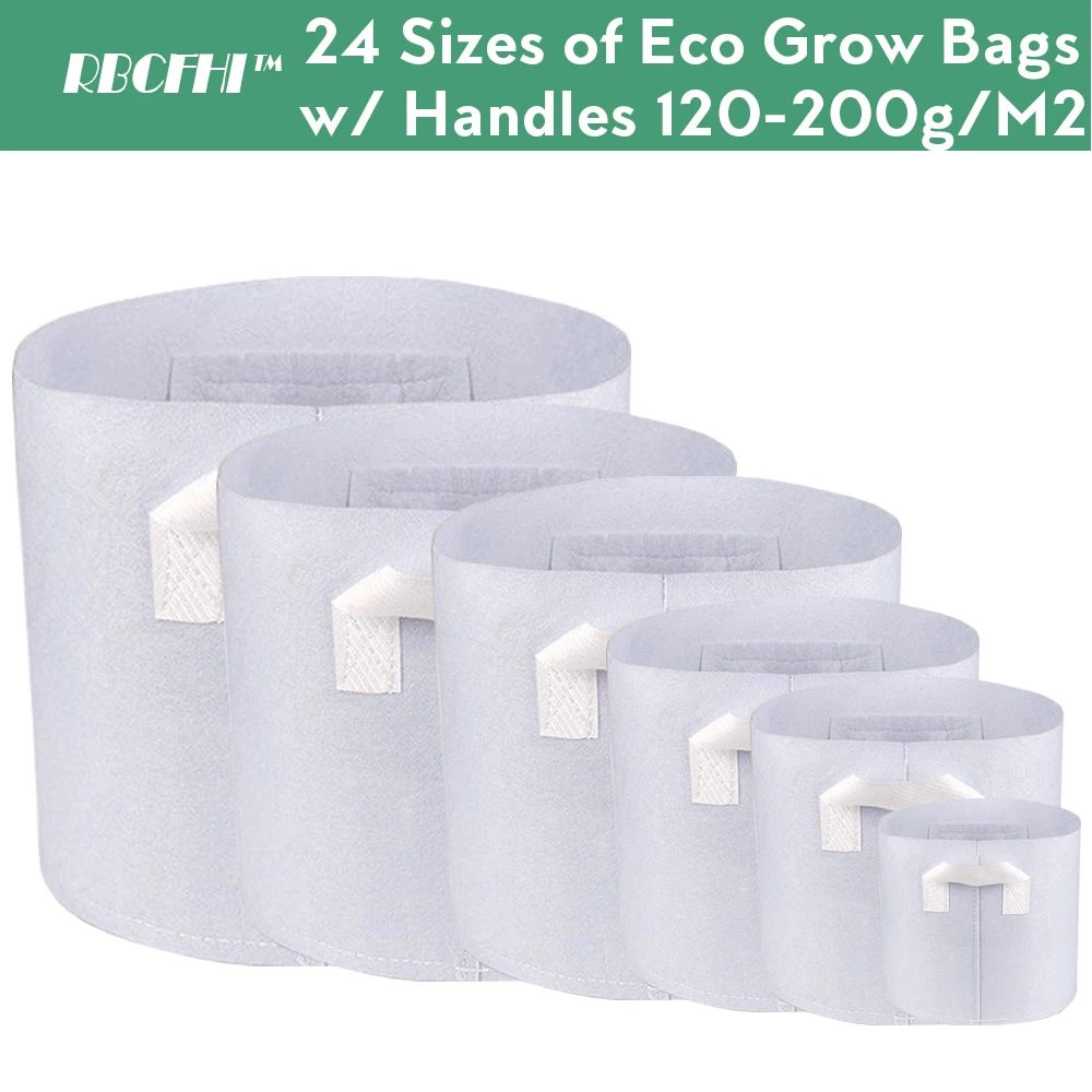 

RBCFHI 24 Types White Economic Fabric Grow Bags Aeration Non-Woven Pots Root Control Plant Container Pouch Home Garden Planting