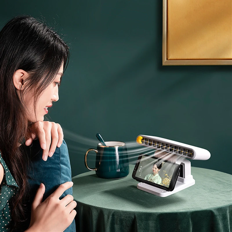 air cooling bladeless clip fans usb wireless table ventilator phone holder 3 speed 120° wind adjustable portable for home office free global ship