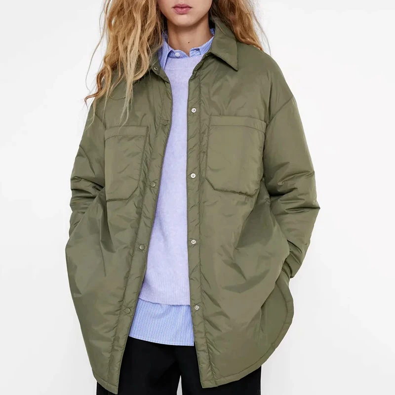 

Army Green Women Long Parkas 2021 Spring-Autumn Fashion Ladies Waterproof Cotton Padded Jackets Vintage Female Chic Coats Girls
