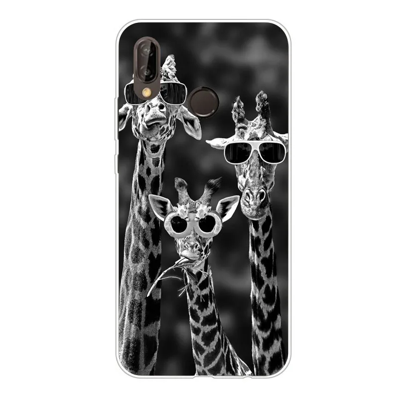 Чехол для huawei p20 lite силиконовая Мягкая задняя крышка из ТПУ с изображением зверей