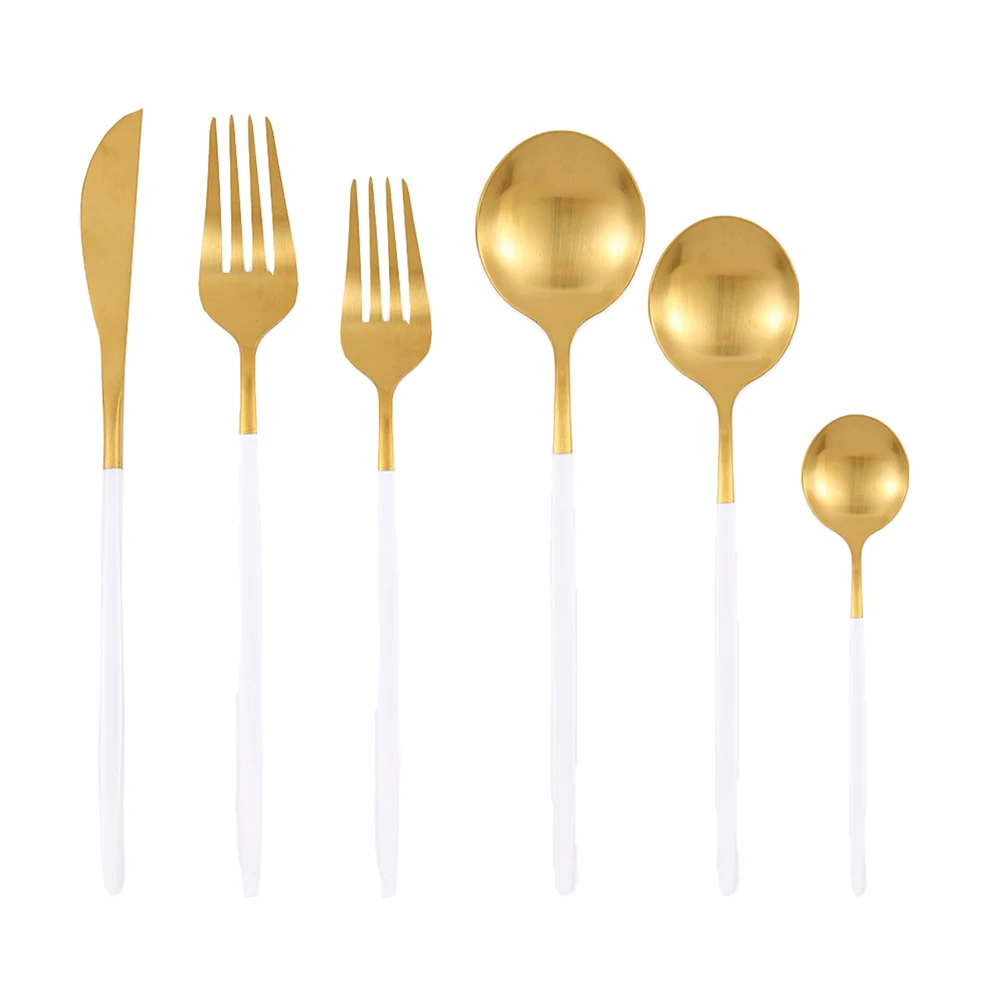 Набор столовой посуды из нержавеющей стали набор 6 предметов матового белого