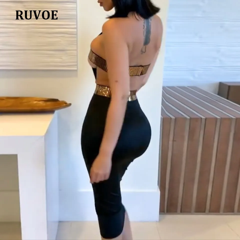 Gold Sequin Party Dresses Women Backless Sexy Bodycon Dress Black Spaghetti Strap Summer Knee Length PY-61 | Женская одежда