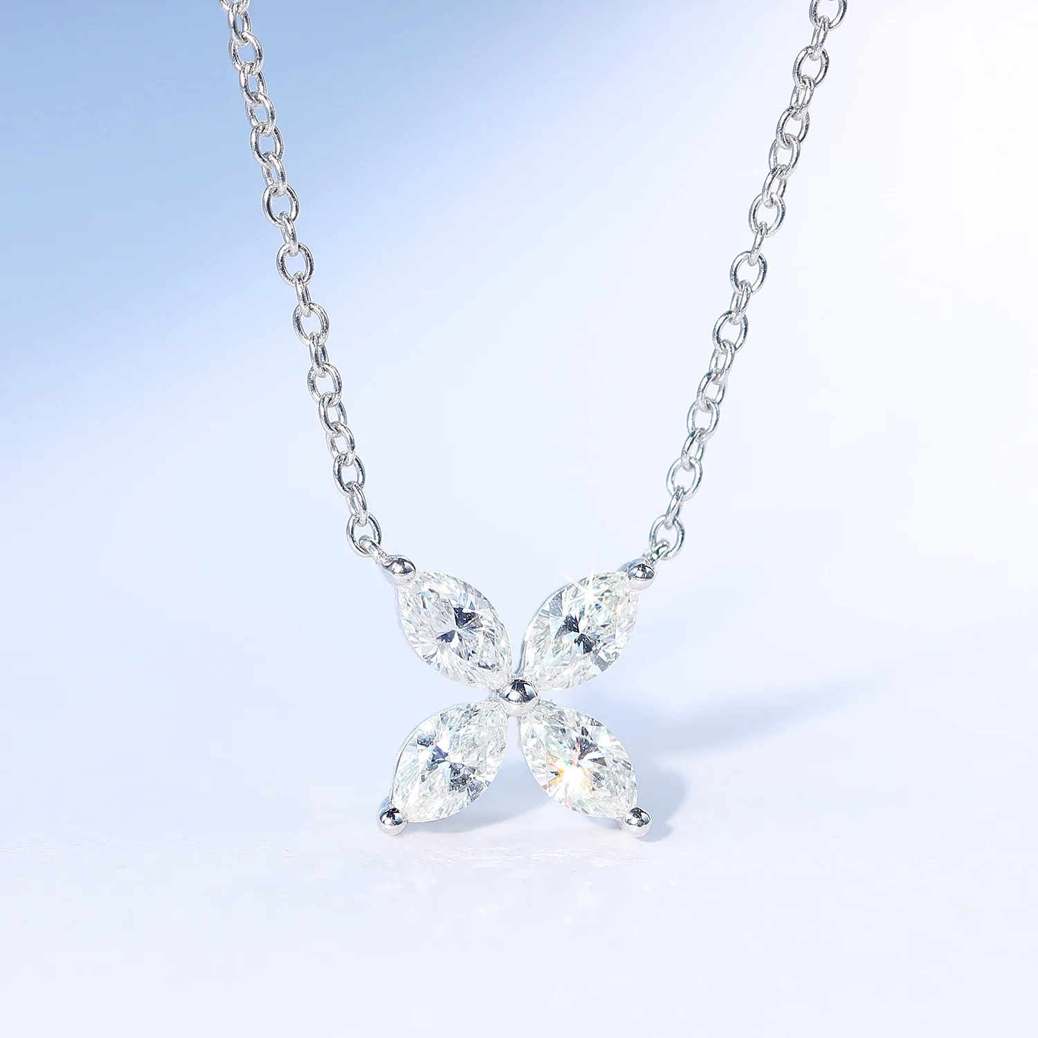 

SSilver тарелка четырехлистный клевер ожерелье до ключицы для женщин Роскошная AAA циркониевая цепочка до ключицы Свадебные ювелирные изделия ...