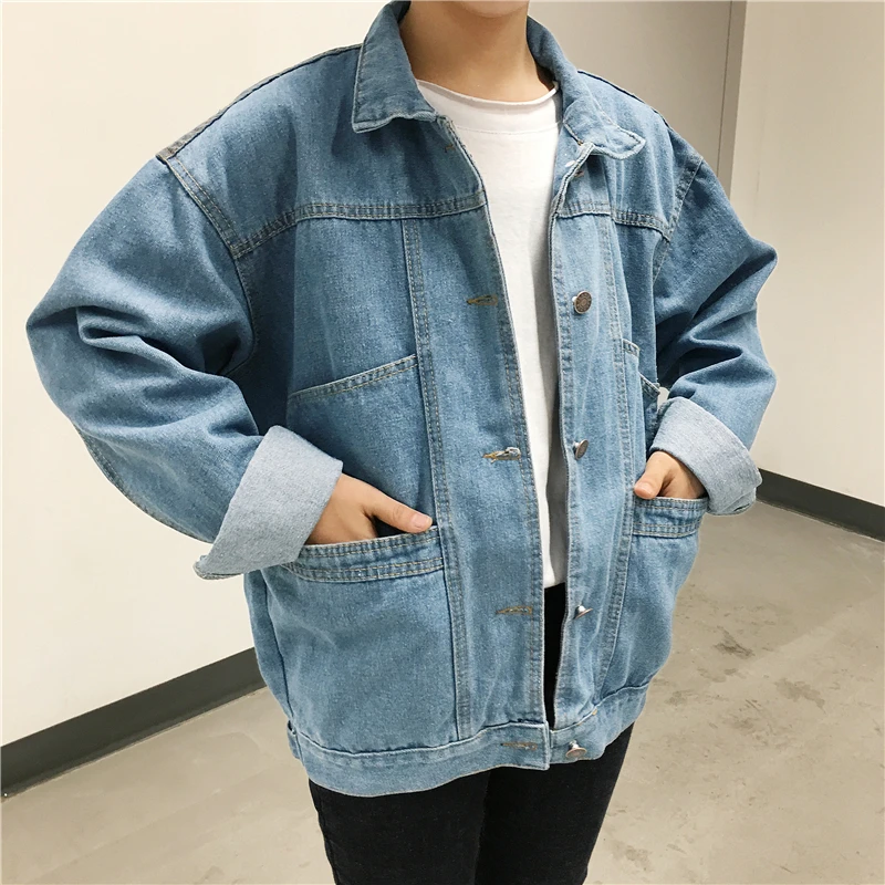 Denim Jackets Women Vintage Unisex BF Loose Causal Basic Multi Pockets Outerwear Female Streetwear All-match Classic Coats Fall | Женская