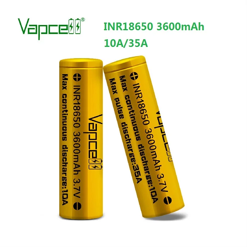 Бесплатная доставка аккумулятора Vapcell inr18650 3600mAh 10A / 35A высокой емкости 3,7 В 18650 Li-ion.