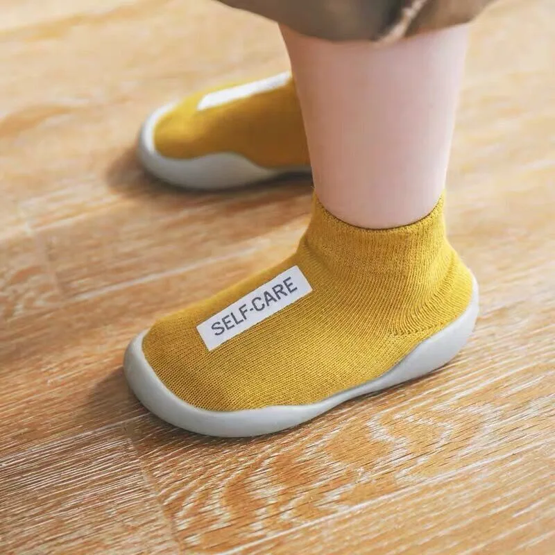 

Unisex Baby First Walkers Little Girl Boy Toddler Shoes Knitted Fabric Kids Floor Sock Anti-slip Soft Rubber Sole Cute Booties