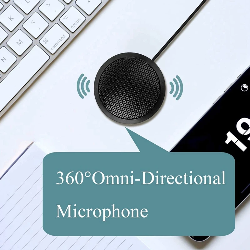 Conference Microphone 3.5mm Omnidirectional Condenser Stereo Mic Surface Mounted for Teleconferencing Laptop Computer Desktop |