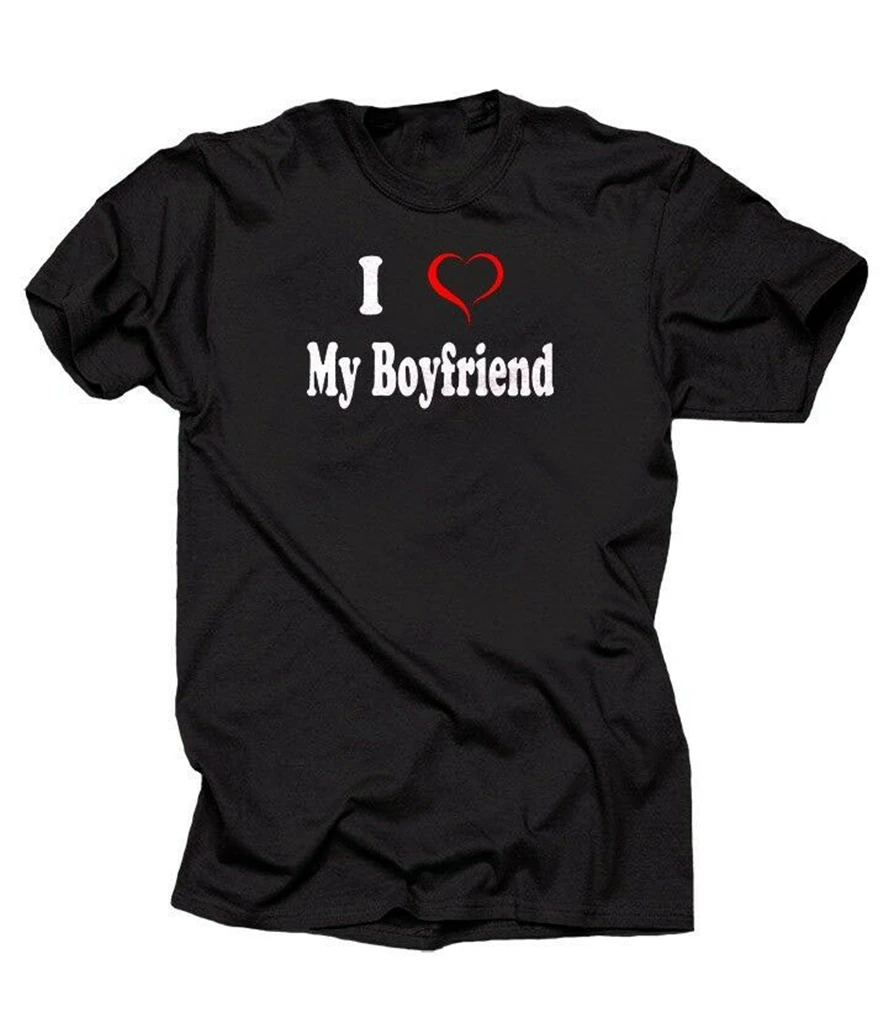 Подарок для девушки I Love My Boyfriend Футболка парня юбилей Diy pritted tee shirt|Мужские