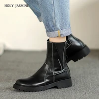 2021 new genuine leather women boots luxury brand platform boots women chunky heel chelsea boots women ankle boots winter shoes
