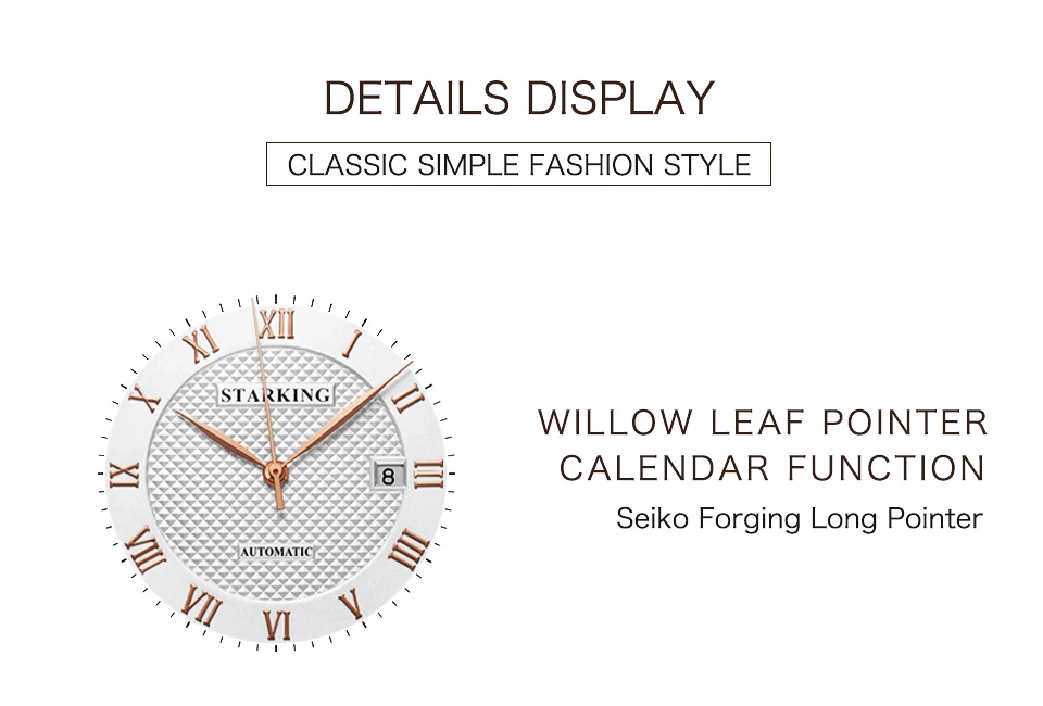 STARKING, деловые часы, мужские автоматические полностью из нержавеющей стали, Римский циферблат, 28800 Beats, механические наручные часы, Relogio Masculino, AM0187