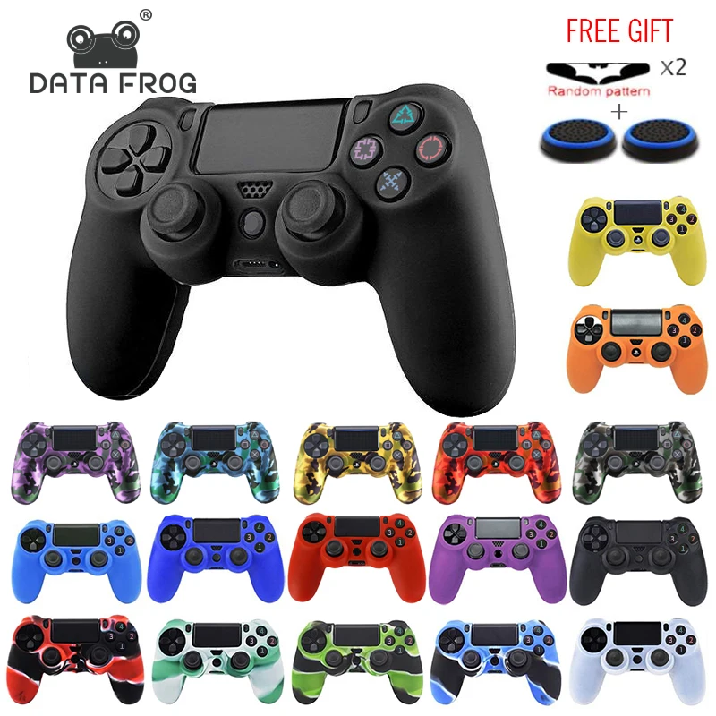 Мягкий гибкий силиконовый чехол, защитный чехол для Playstation 4 PS4 Pro Slim, светодиодный светильник, наклейка, 2 шт., ручка+ светодиодный чехол