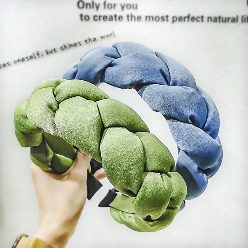 Vintage Thick Sponge Silk Cloth Hair Bands For Women Turban Braided Hairband Headband Hoop Clips Girls Accessories |