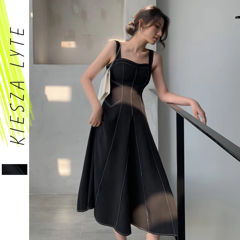 Летнее винтажное платье в стиле Хепберн черное ТРАПЕЦИЕВИДНОЕ без рукавов