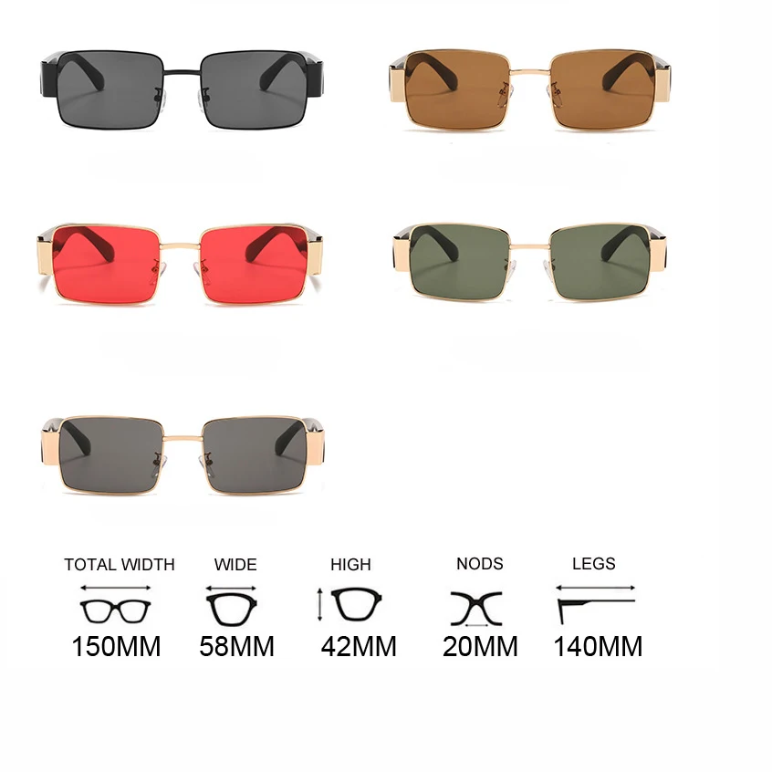 

2021 New Square Sunglasses Women Red Lens Trendy Eyeglasses Brands Designer Sun Glasses Vintage Luxury Rectangle Chic Eyewear