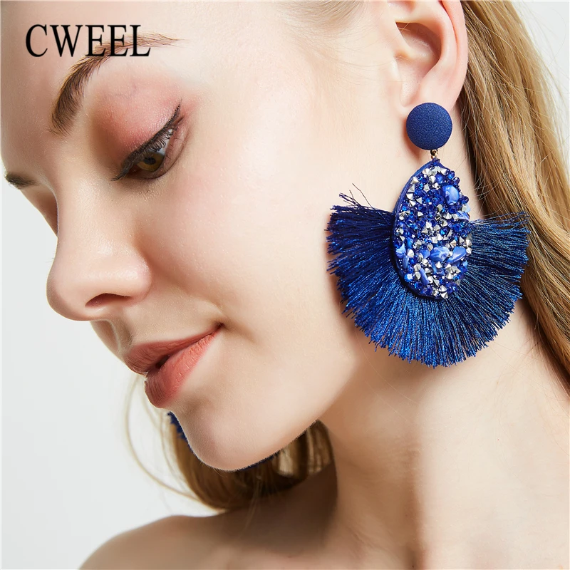 Богемные серьги с кисточками и кристаллами для женщин модные очаровательные