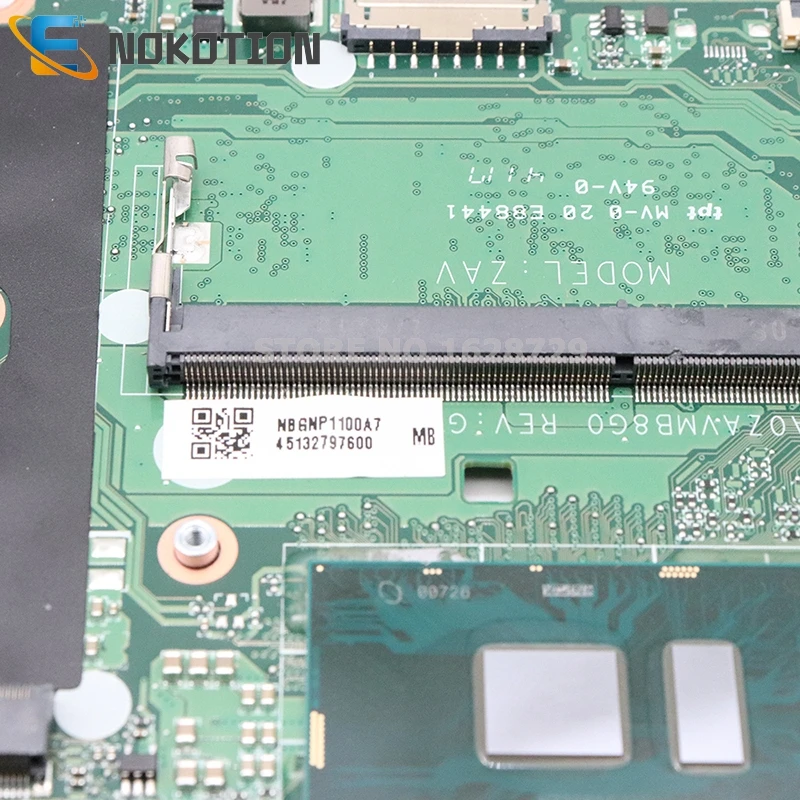 NOKOTION для acer aspire A315 A315-51 Материнская плата ноутбука DA0ZAVMB8G0 NBGNP1100A SR2UW I3-6006U Процессор 8 Гб Оперативная память DDR4