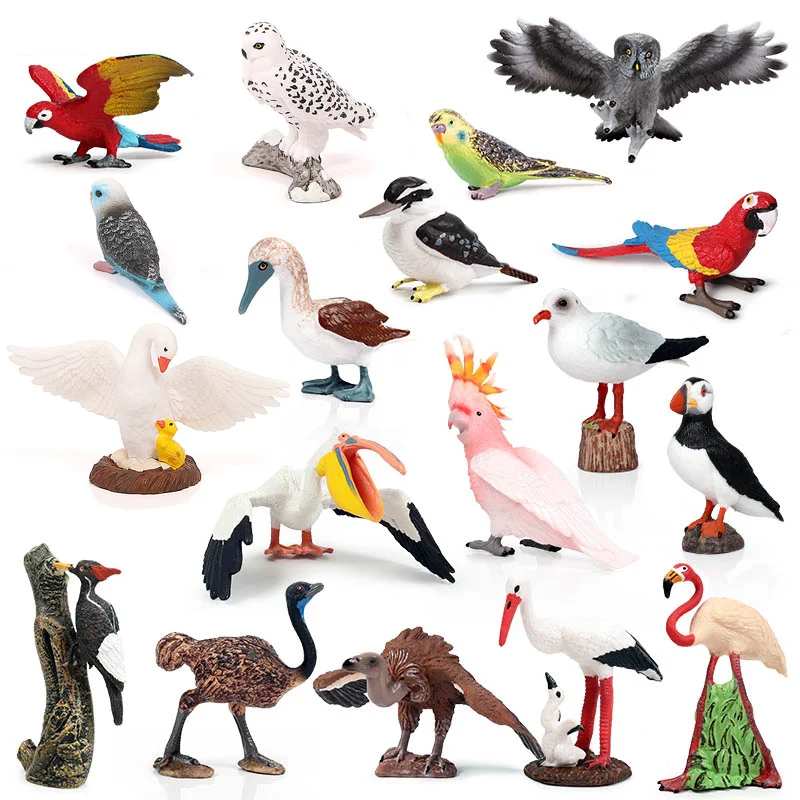 

Simulation Bird Models Turkey Flamingos Parrot Owl Sea Eagle Ostrich Bird Models PVC Action Figures Figurines Kids Toys