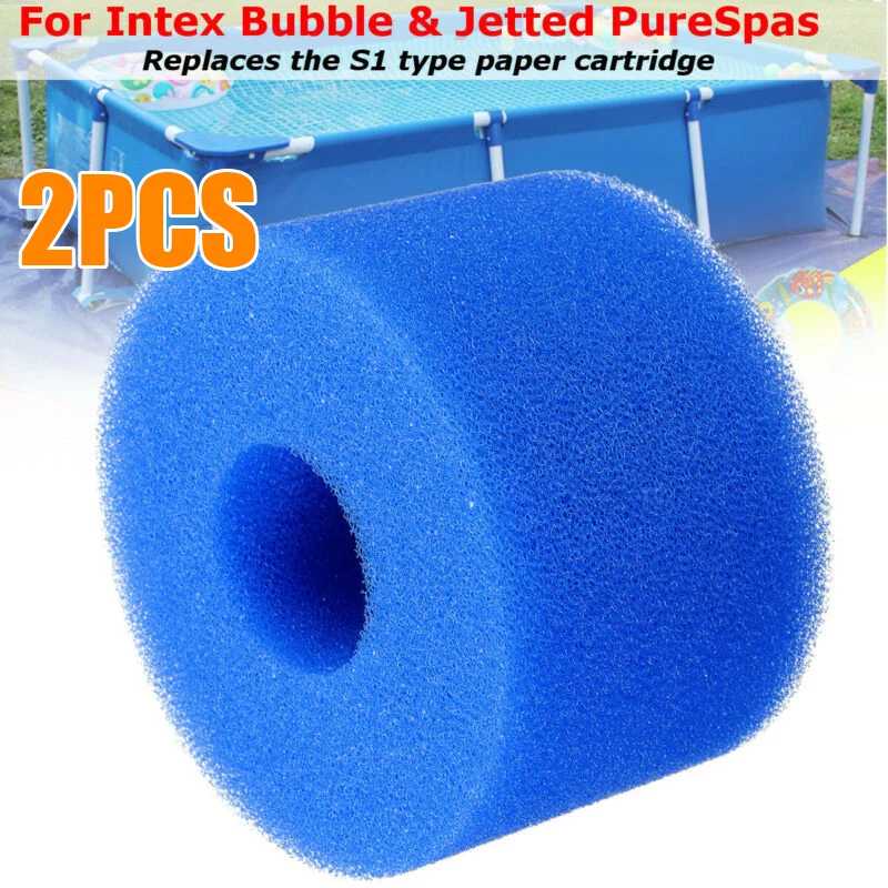 

2pcs Filter Sponges Foam Blue Reusable Paper Box Replacement 10.8*7.3 Cm Swimming Pool Foam Sponge