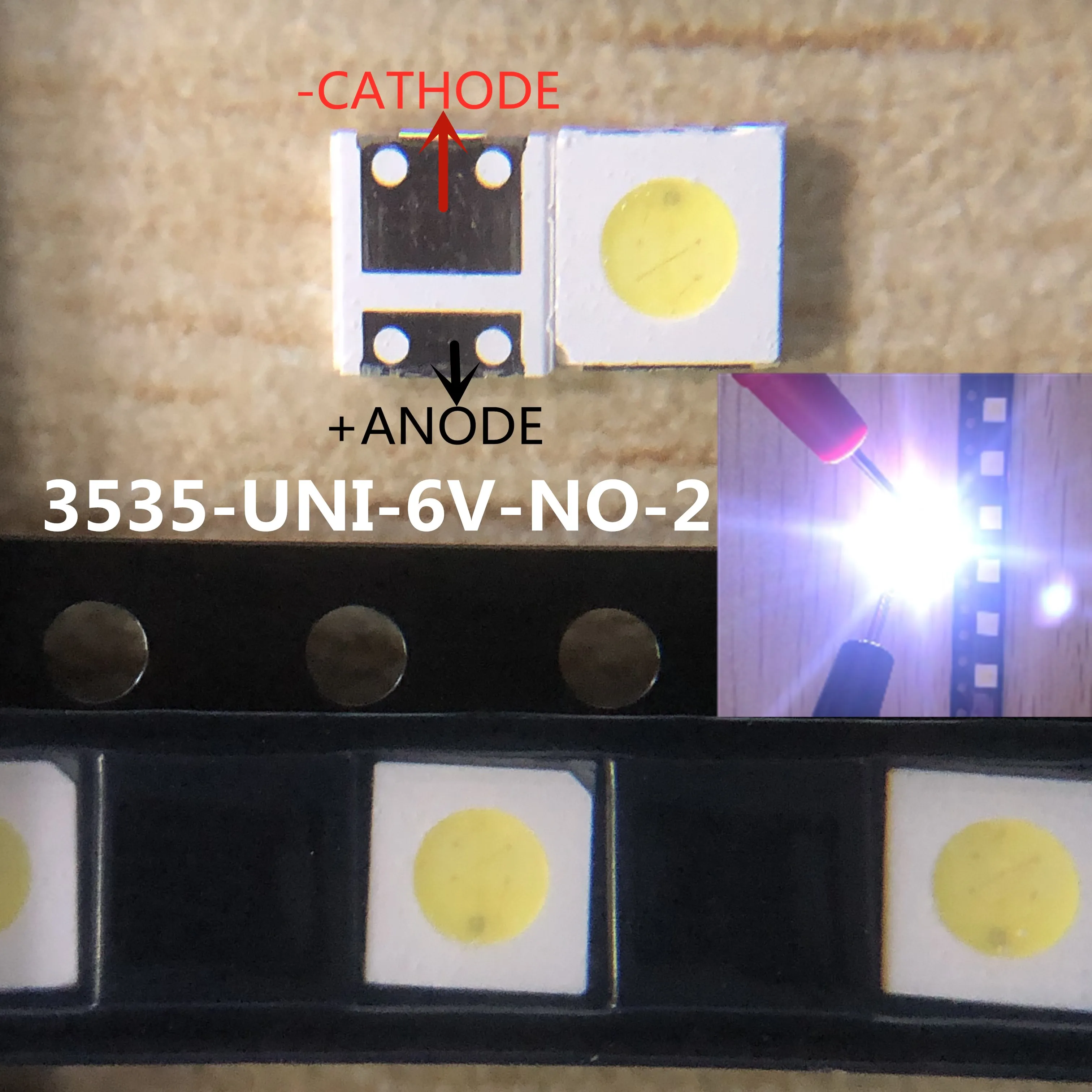 50 шт. светодиодная подсветка высокой мощности 2 Вт 3535 3 в 6 холодный белый 135 лм для