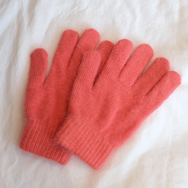 2021 New Rabbit Knitting Pink Gloves Gloves Female Winter Rabbit Fur Gloves Women's Winter Gloves Women Girls Mittens images - 6