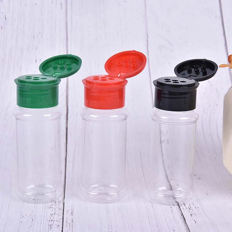 

5Pcs Plastic Spice Salt Pepper Shakers Seasoning Jar BBQ Condiment Vinegar Bottle