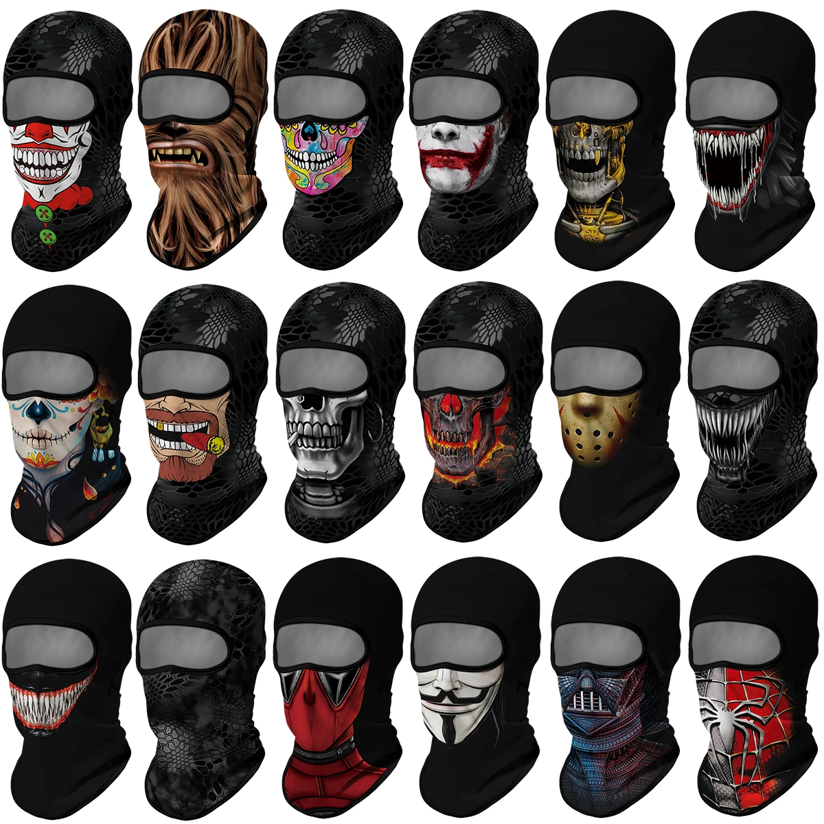 

3D Sport Scarf Bandana Summer Balaclava Joker Venom Mask Earloop Face Cover Hunting Camping Headband Half Neck Gaiter Women Men