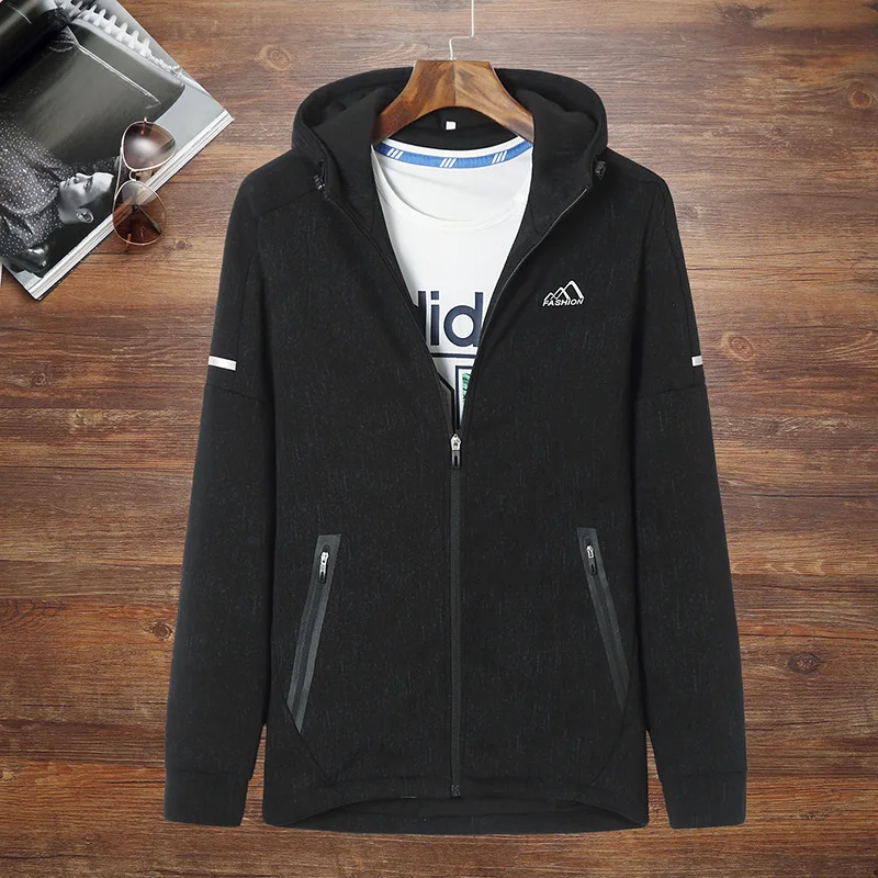 

Autumn new men's youth fat plus size leisure sports coat men's hooded knitted cardigan sweater