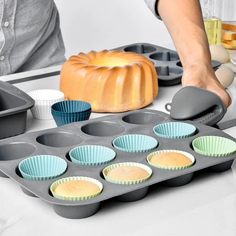 

6pc Silicone Muffin Cup Round Cake Mold Kitchen Accessories Egg Tart Steamed Egg Complementary Food Mold Baking Tools for Cakes