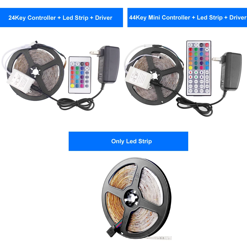 Водонепроницаемая светодиодная лента 12 В Светодиодная лента Rgb 2835 SMD гибкая лента светодиод Rgb лента диод DC 12 В+ пульт дистанционного управления+ адаптер