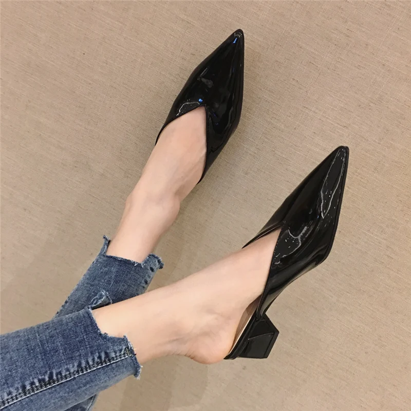 Женские мюли на низком каблуке 5 см дизайнерские шлепанцы без застежки