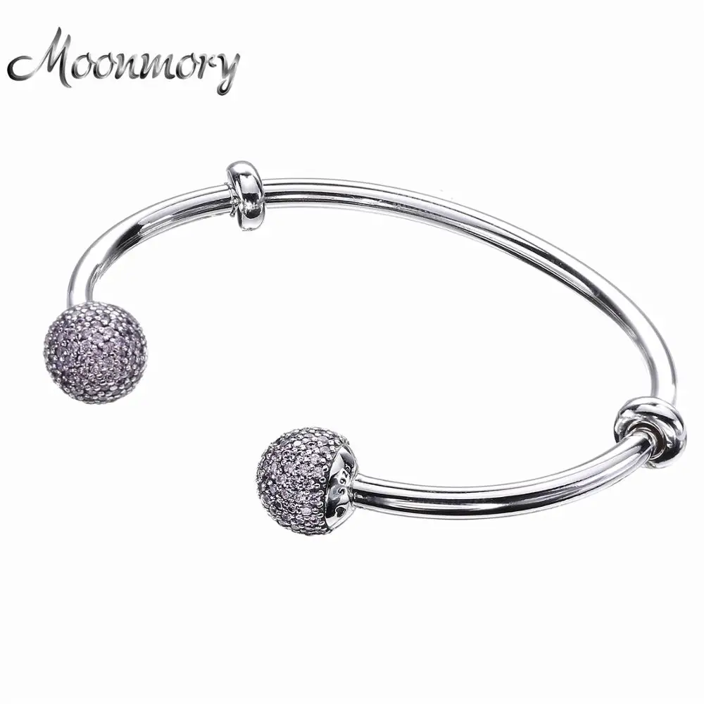 Moonmory 925 серебряные ювелирные изделия пробы Серебряный Открытый браслет с винтом