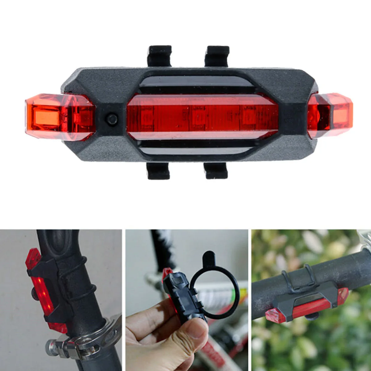 

Hot Portable USB Rechargeable Bike Bicycle Tail Rear Safety Warning Light Taillight Lamp Super Bright D6