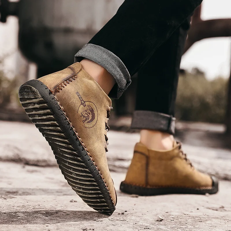 2019 г. Модные мужские ботинки высококачественные зимние ботильоны из спилка