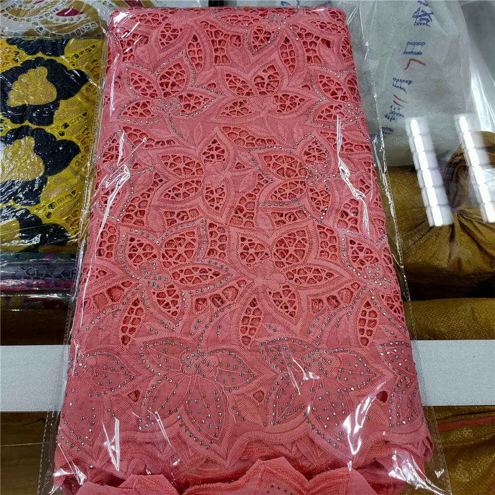 

2.5yards African Swiss Lace Fabric High Quality 100%Cotton Embroidery Lace Swiss Voile Lace In Switzerland Dubai Fabric