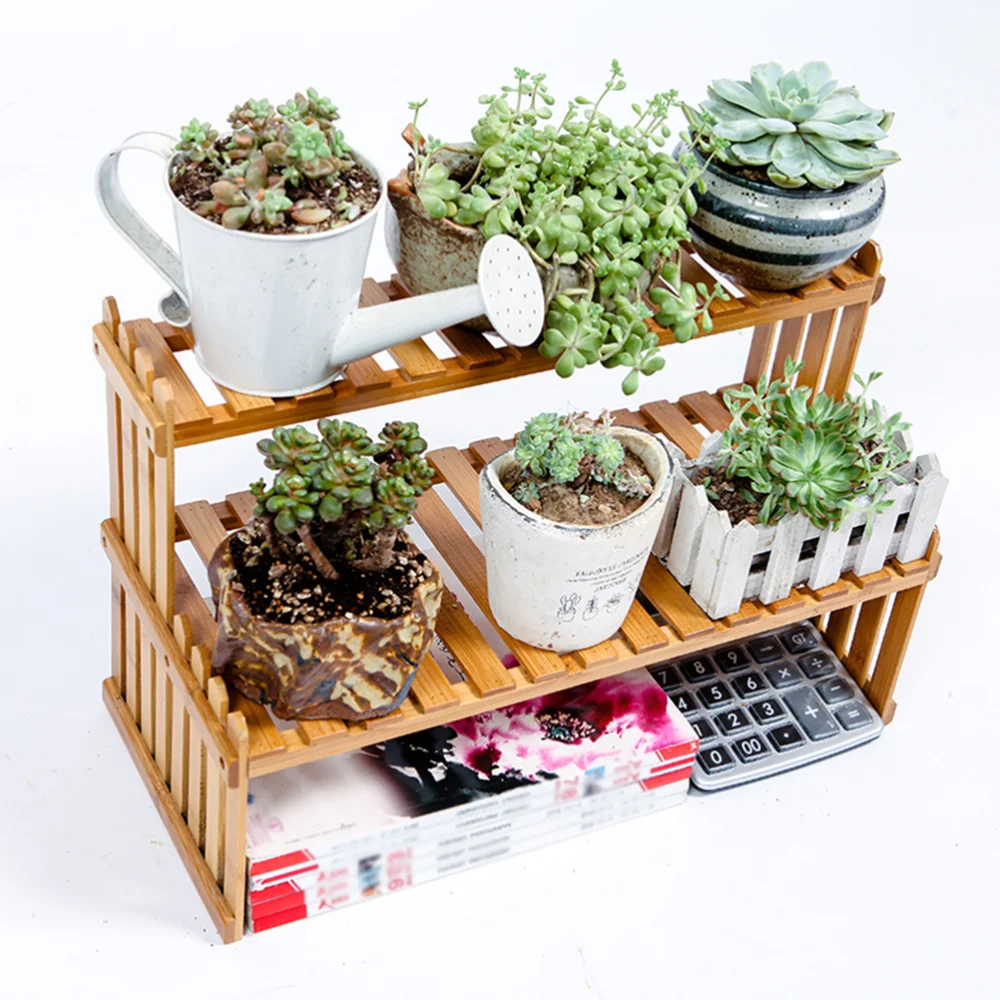 

Wooden Flower Shelf Succulent Plant Rack for Indoor Living Room Balcony (27cm Long)