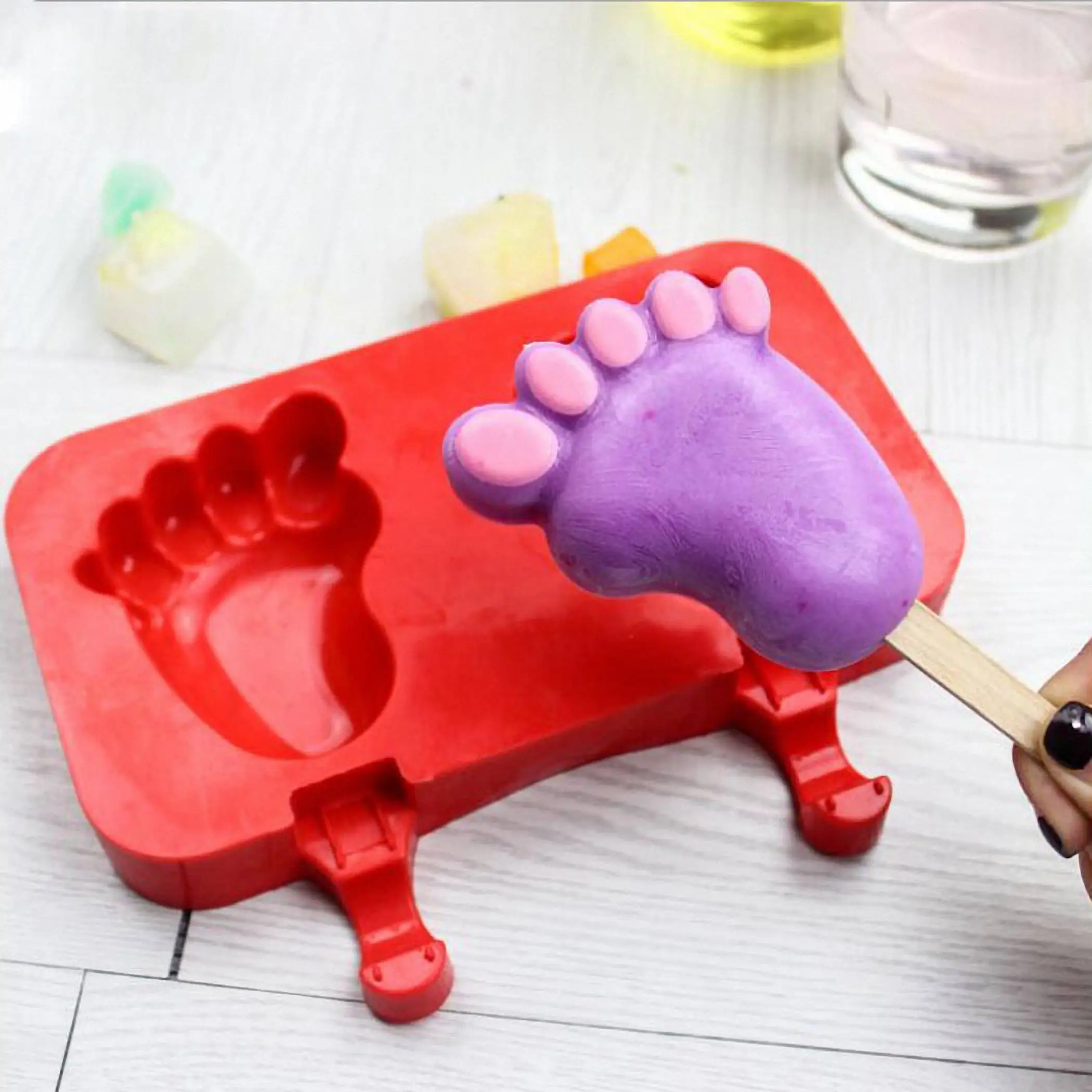 Следы 2 отверстия силиконовые формы для мороженого прессформы выпечки на