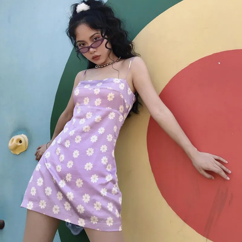 2019 женское сексуальное мини платье на бретельках фиолетовое без рукавов с