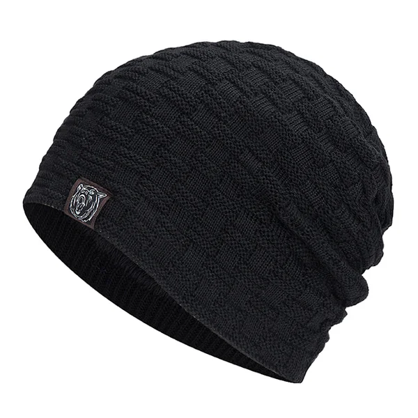 black Xlamulu Мужская зимняя шапка Skullies вязаная шапка для женщин зимняя шапка мужская шапка Gorros Bonnet Мягкие вязаные шапки хлопок - Цвет: black