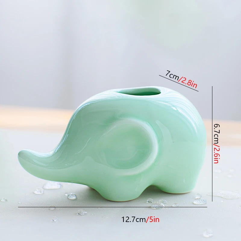 Cyan-Elephant Милые Мини Керамические животные растение ваза картон суккулент плантатор Настольный Celadon цветочный горшок Декор фея украшения для дома и офиса - Цвет: Cyan-Elephant