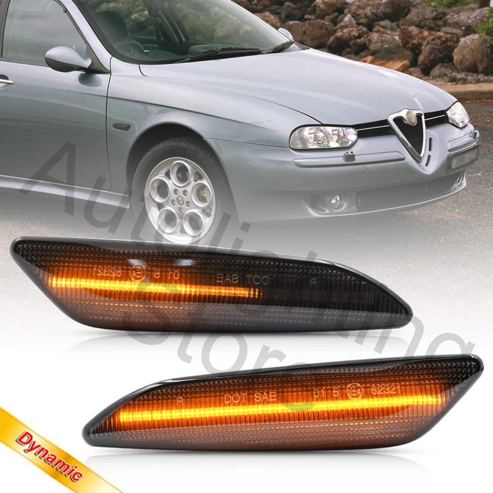 

2PCS Dynamic Smoked Lens Led Turn Signal Lights Fender Side Marker Lamps For Alfa Romeo 156 147 Fiat Tipo Egea Lancia Delta