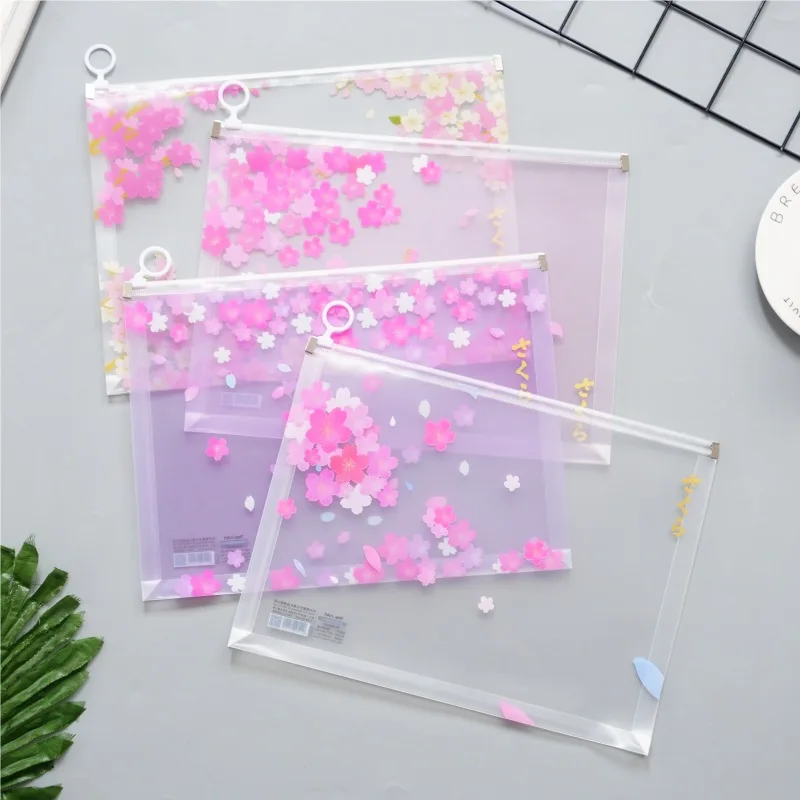 Cherry Blossom серия A4 прозрачная абразивная Сумка-файл для документов, сумка, папка, канцелярские принадлежности