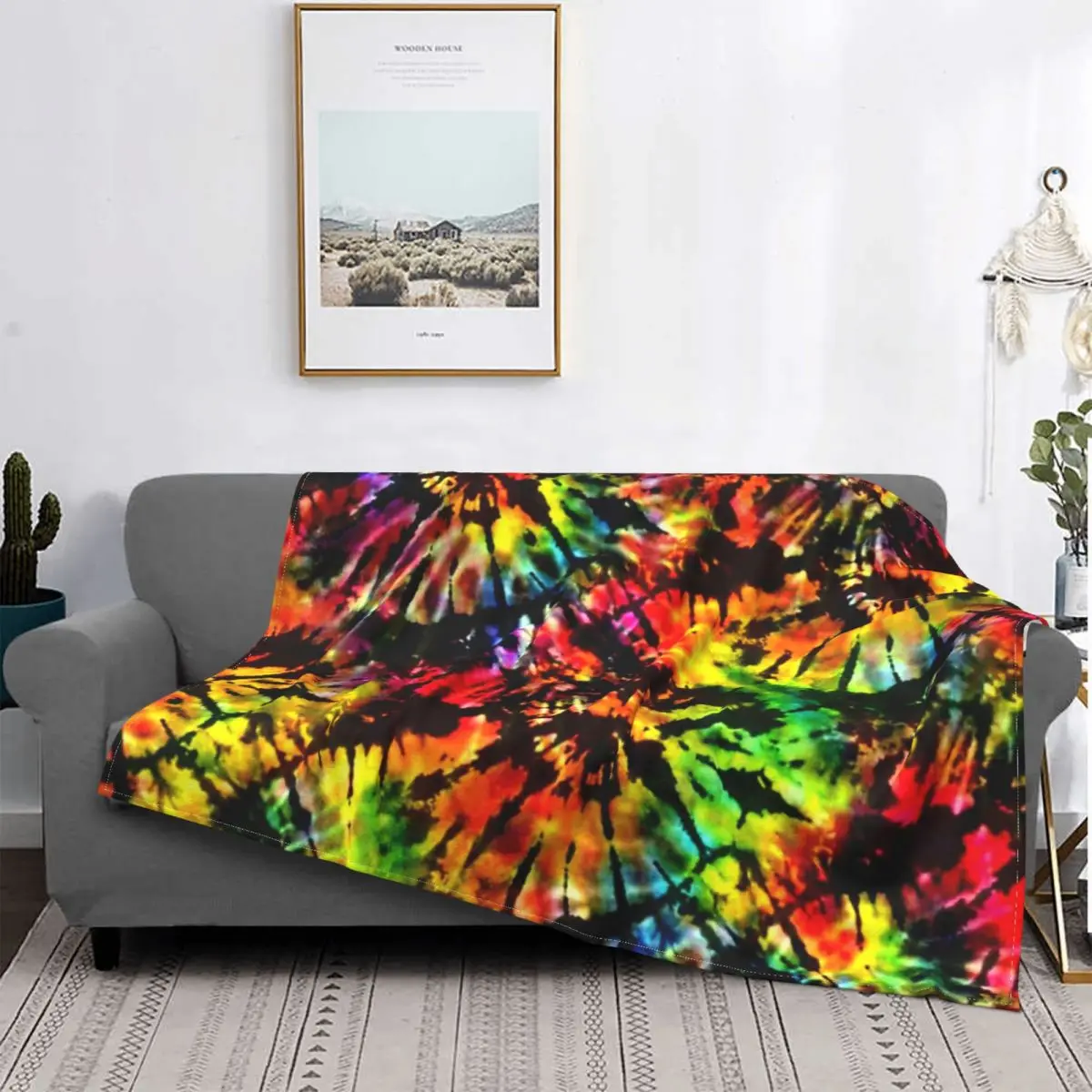 

Vivid Psychedelic Hippy Tie Dye Blanket Bedspread Bed Plaid Cover Beach Cover Blanket Hoodie Home Textile Luxury
