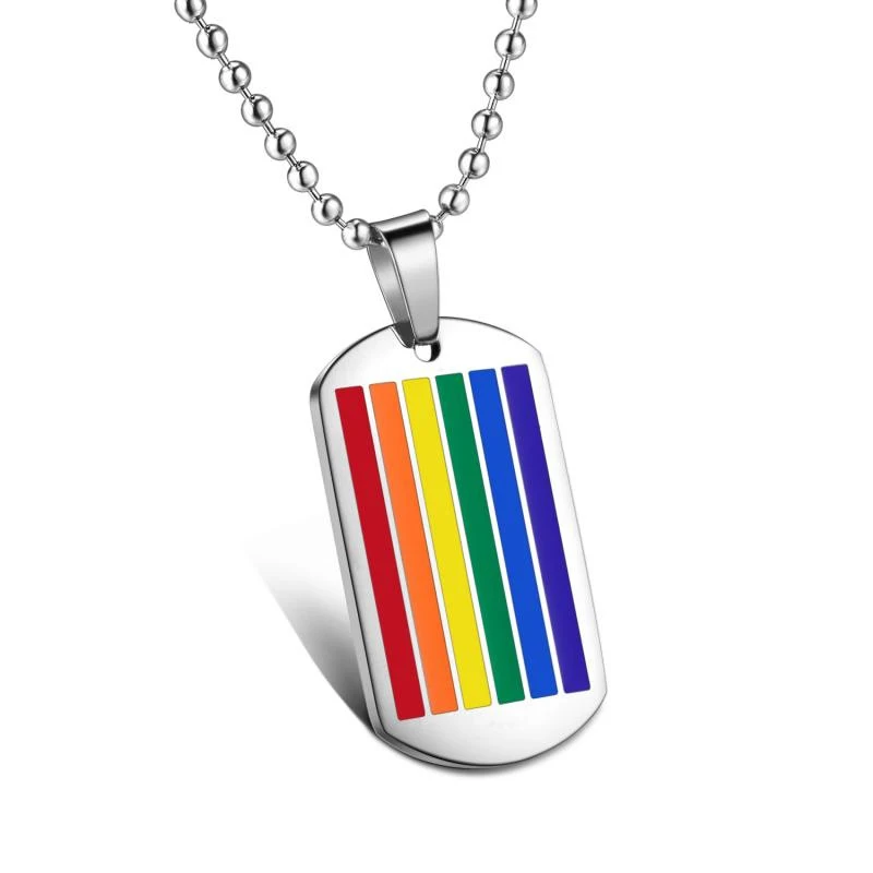 

Creative Simple Six Color Rainbow Pendant Necklace Punk Stainless Steel Pendant For Men Women Fashion Hip Hop Party Jewelry Gift