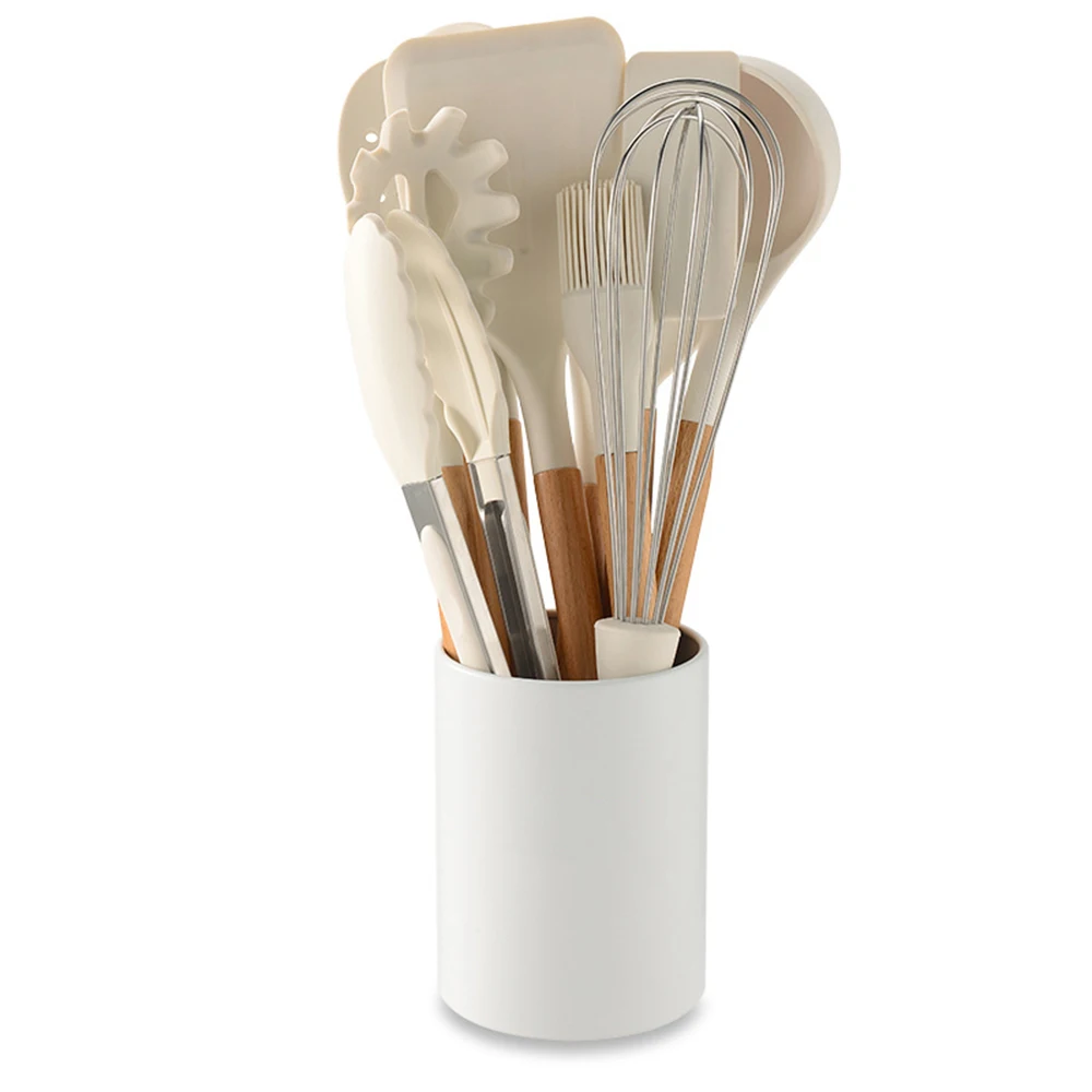 

Silicone Kitchenware Cooking Utensils Heat Resistant Kitchen 8/10/11 PCS Non-Stick Cooking Utensils Baking Tool With Storage Cup
