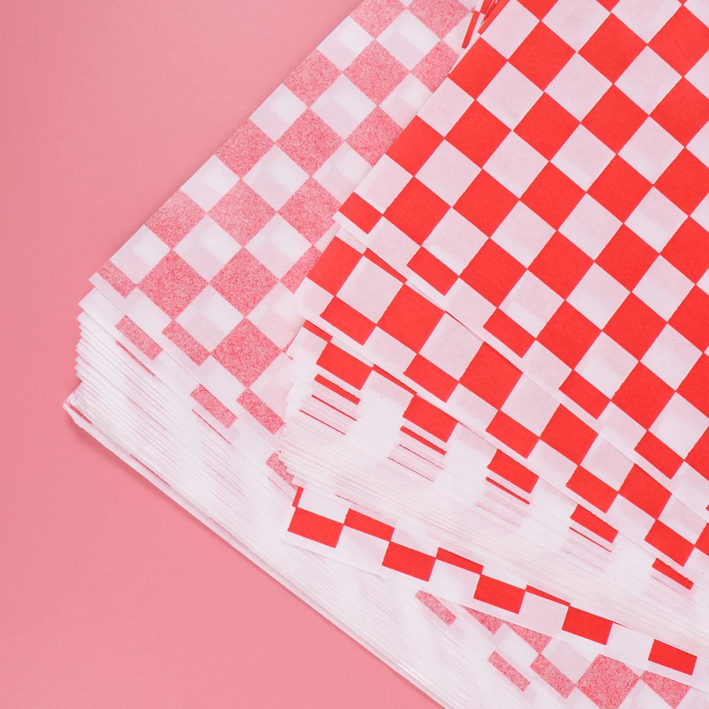 

100 Sheets Checkered Deli Basket Liner Checkered Food Wrapping Papers Grease-Resistant Sandwich Wrap Prevents Food Stains
