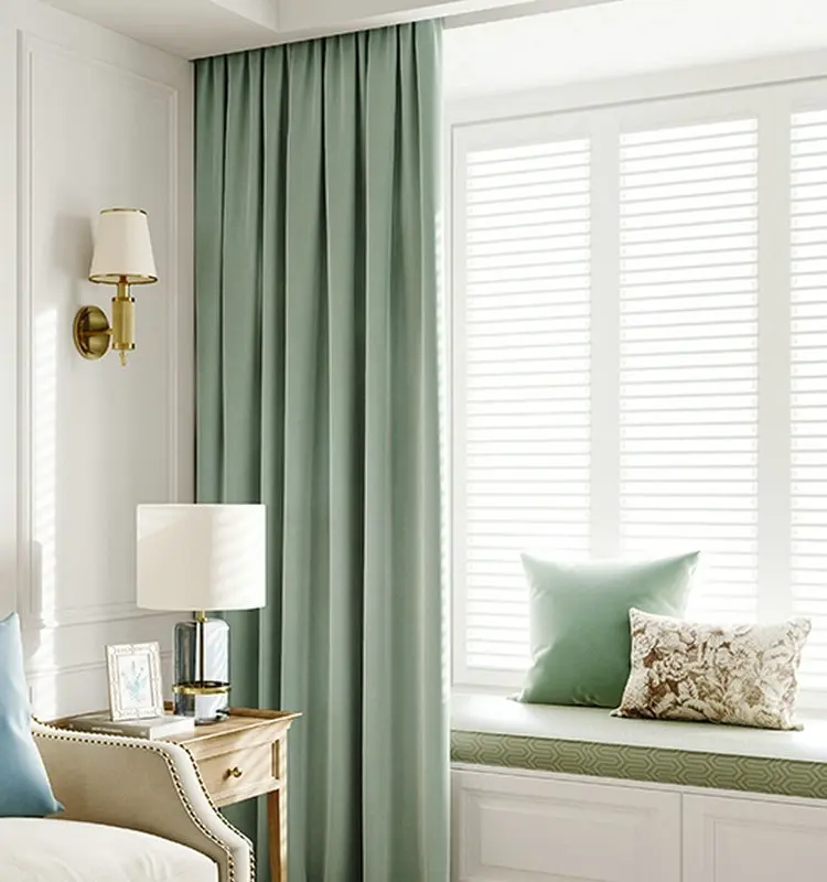 

2022 New Simple European-style Chinese Australian Wool Velvet Solid Color High Shading Curtains for Living Dining Room Bedroom