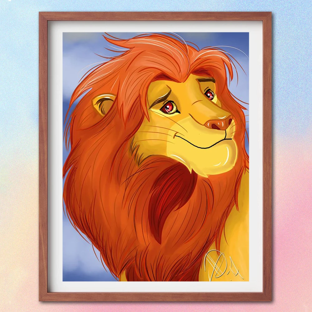 

Disney Cartoon 5D DIY Diamond Painting Embroidery The Lion King Full Drill Round Diamond Mosaic Needlework Home Decor